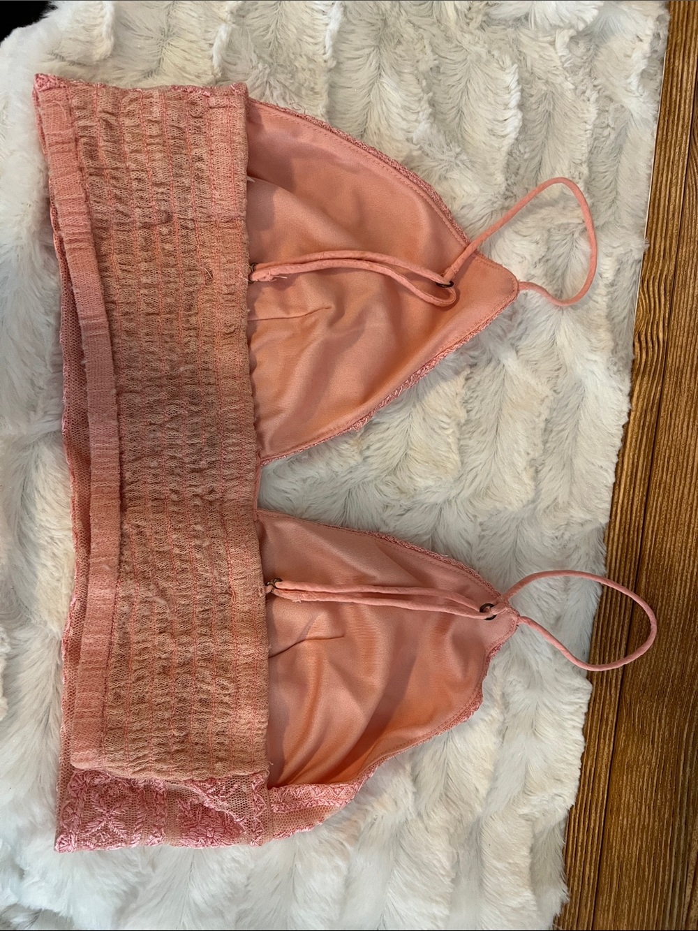 Free People Blush Pink Lace & Satin Triangle Bralette
